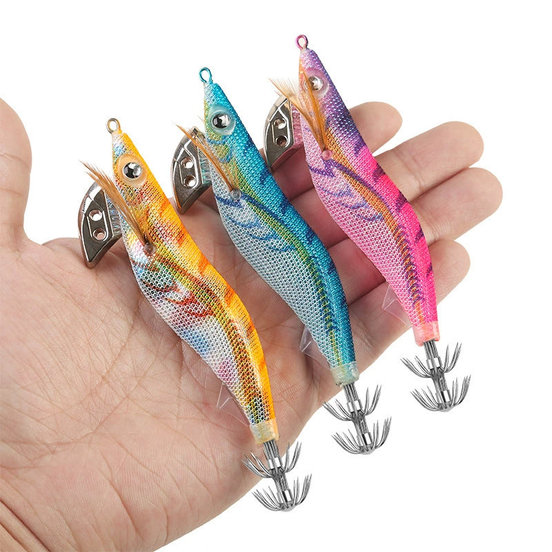 New Squid Hook #3.0/16.5g Rapid inkiSng Artificial Luminous Squid Jigging Bait Wood Shrimp Hooks for Saltwater Tackle Fishing Lure