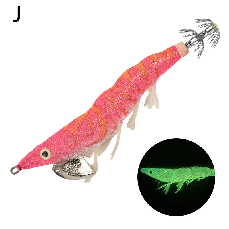 New Squid Hook #13/20g Rapid inkiSng Artificial Luminous Squid Jigging Bait Wood Shrimp Hooks for Saltwater Tackle Fishing Lure