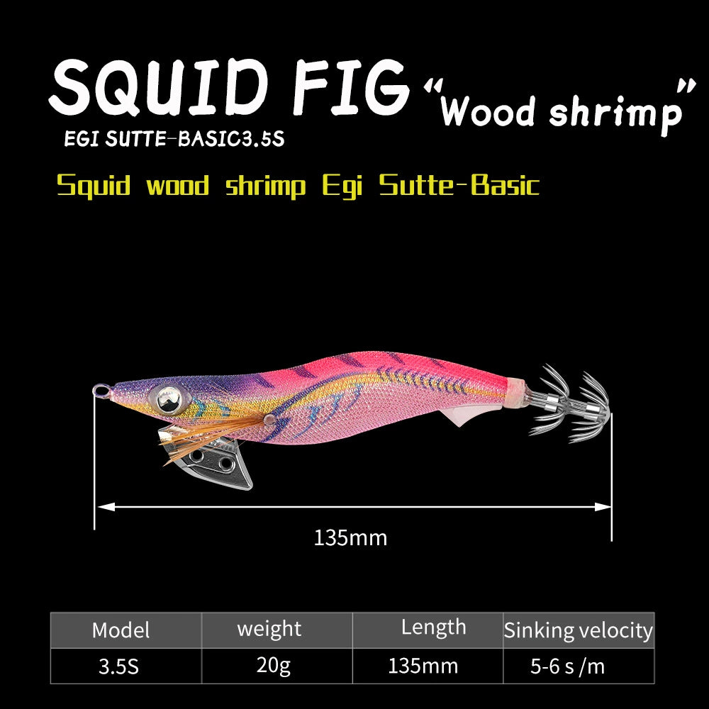 New Squid Hook #3.5s/20g Rapid inkiSng Artificial Luminous Squid Jigging Bait Wood Shrimp Hooks for Saltwater Tackle Fishing Lure