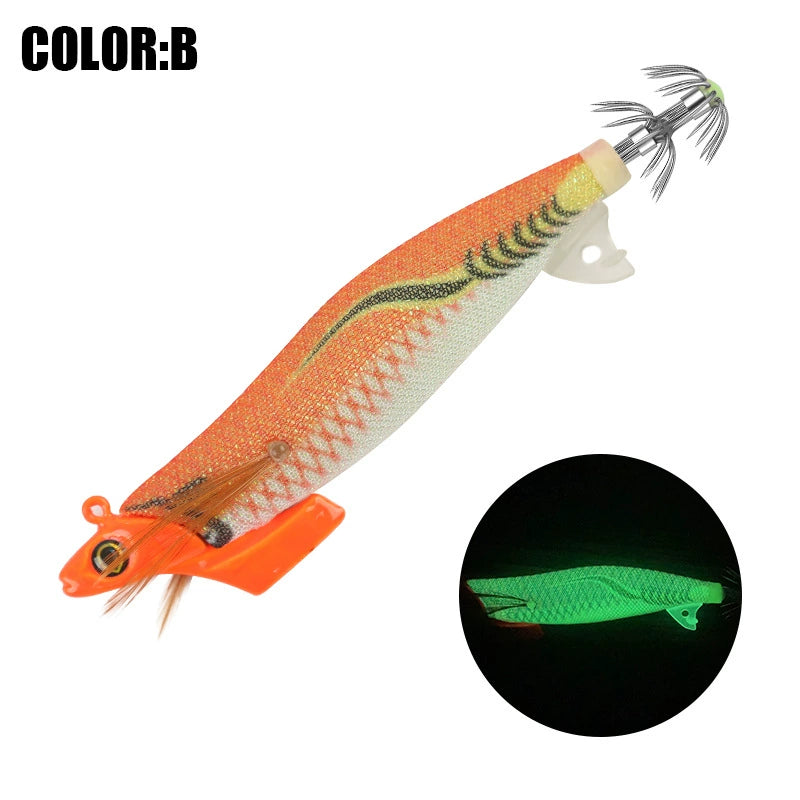 New Squid Hook #3.5/26g Rapid inkiSng Artificial Luminous Squid Jigging Bait Wood Shrimp Hooks for Saltwater Tackle Fishing Lure