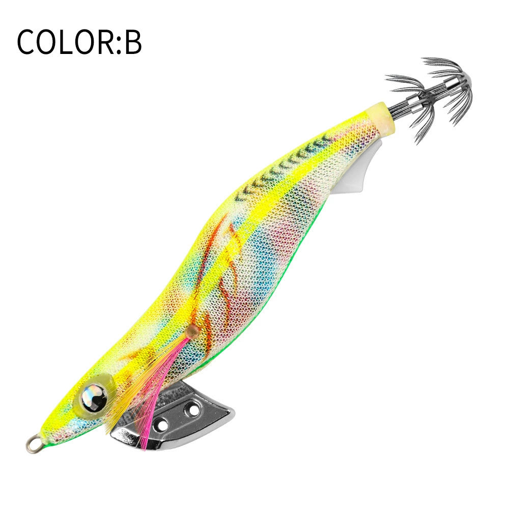 New Squid Hook #2.5/12g #3.0/16.5g#3.5/21g Rapid inkiSng Artificial Luminous Squid Jigging Bait Wood Shrimp Hooks for Saltwater Tackle Fishing Lure