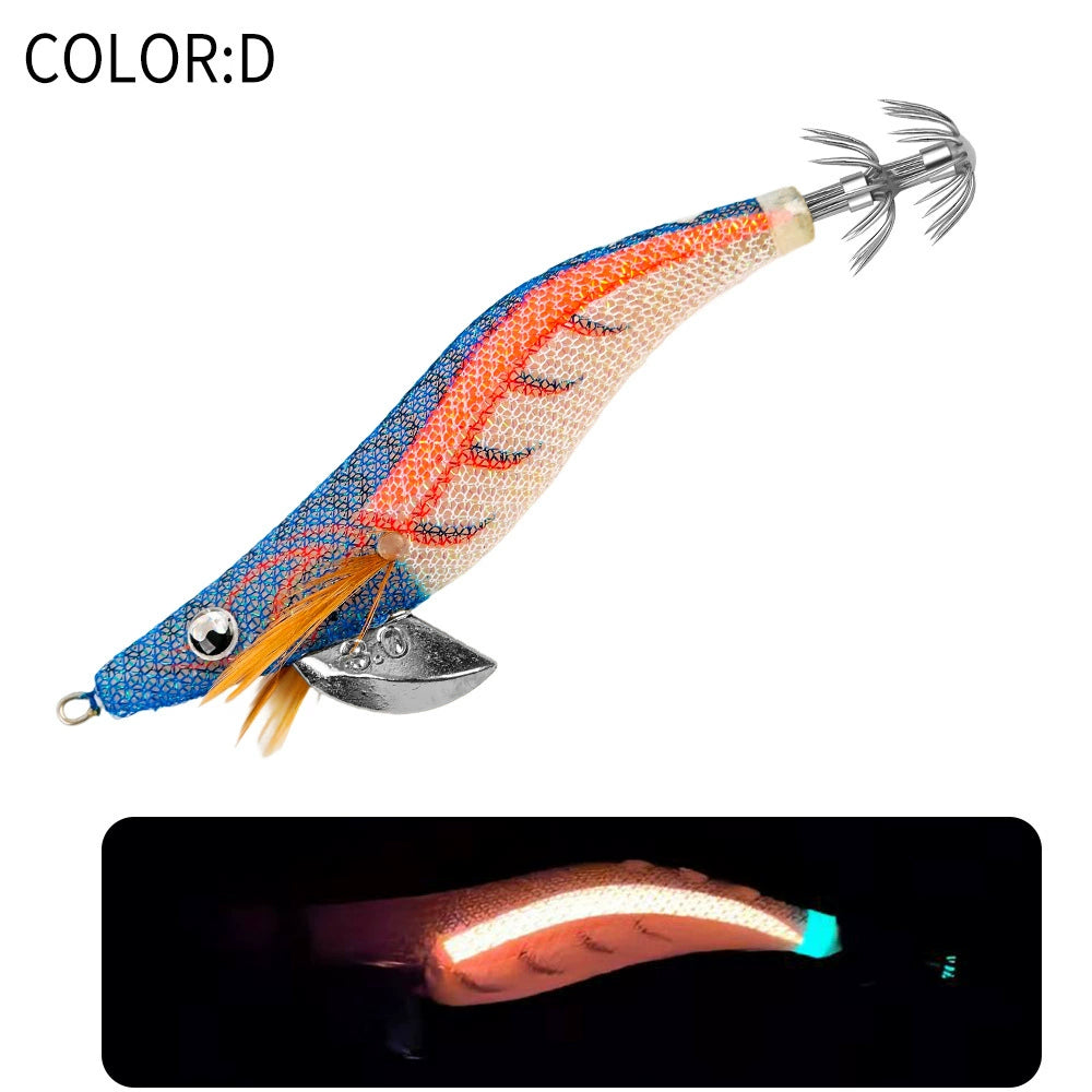 New Squid Hook #2.5/10g #3.0/15g #3.5/20g Rapid inkiSng Artificial Luminous Squid Jigging Bait Wood Shrimp Hooks for Saltwater Tackle Fishing Lure