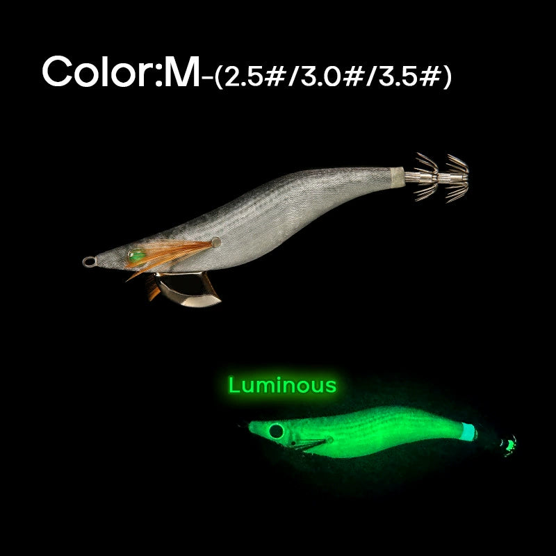New Squid Hook #2.5/10 #3.0/16 #3.5/21 Rapid inkiSng Artificial Luminous Squid Jigging Bait Wood Shrimp Hooks for Saltwater Tackle Fishing Lure