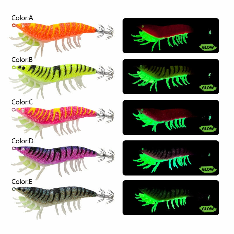 New Squid Hook #3.5/21g Rapid inkiSng Artificial Luminous Squid Jigging Bait Wood Shrimp Hooks for Saltwater Tackle Fishing Lure
