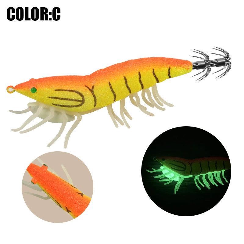 New Squid Hook #2.0/8g #3.0/12g #3.5/19.5g Rapid inkiSng Artificial Luminous Squid Jigging Bait Wood Shrimp Hooks for Saltwater Tackle Fishing Lure