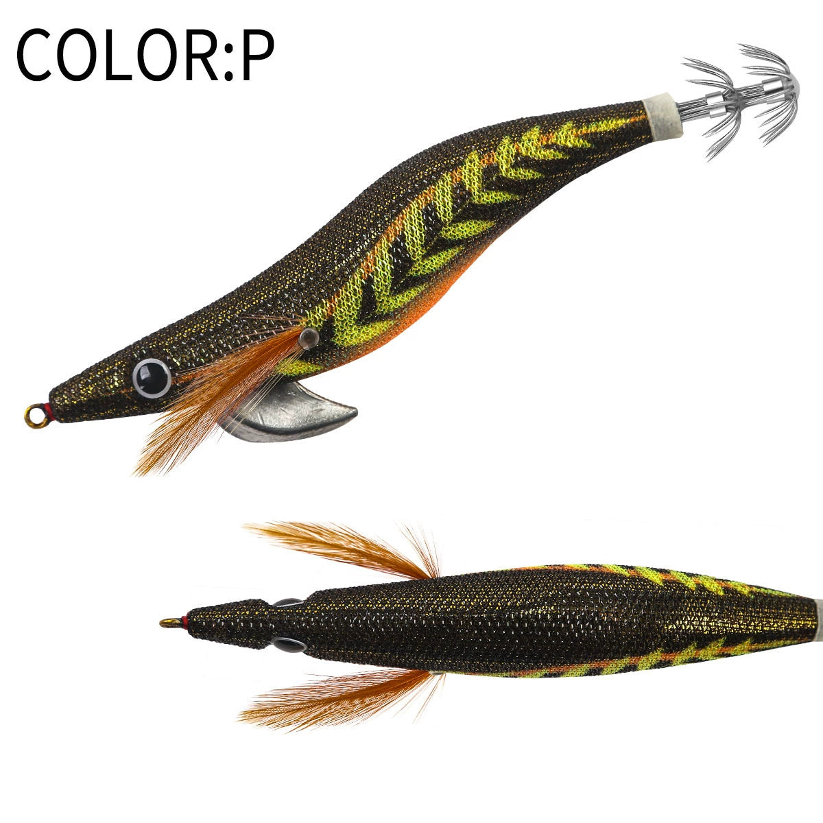 New Squid Hook #2.5/10g #3.0/15g #3.5/19g Rapid inkiSng Artificial Luminous Squid Jigging Bait Wood Shrimp Hooks for Saltwater Tackle Fishing Lure
