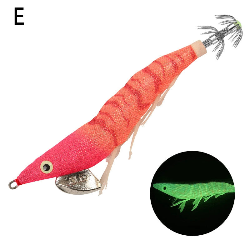 New Squid Hook #13/20g Rapid inkiSng Artificial Luminous Squid Jigging Bait Wood Shrimp Hooks for Saltwater Tackle Fishing Lure