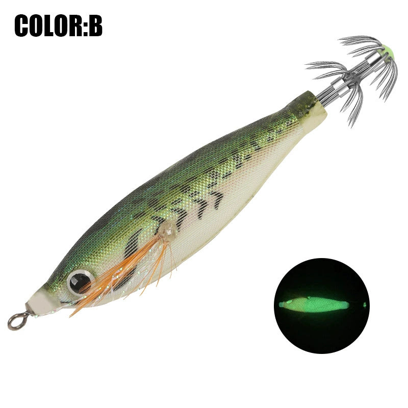 New Squid Hook #8cm/5.5g Rapid inkiSng Artificial Luminous Squid Jigging Bait Wood Shrimp Hooks for Saltwater Tackle Fishing Lure