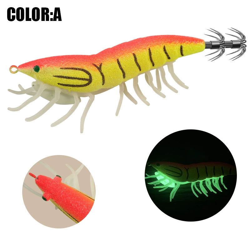 New Squid Hook #2.0/8g #3.0/12g #3.5/19.5g Rapid inkiSng Artificial Luminous Squid Jigging Bait Wood Shrimp Hooks for Saltwater Tackle Fishing Lure