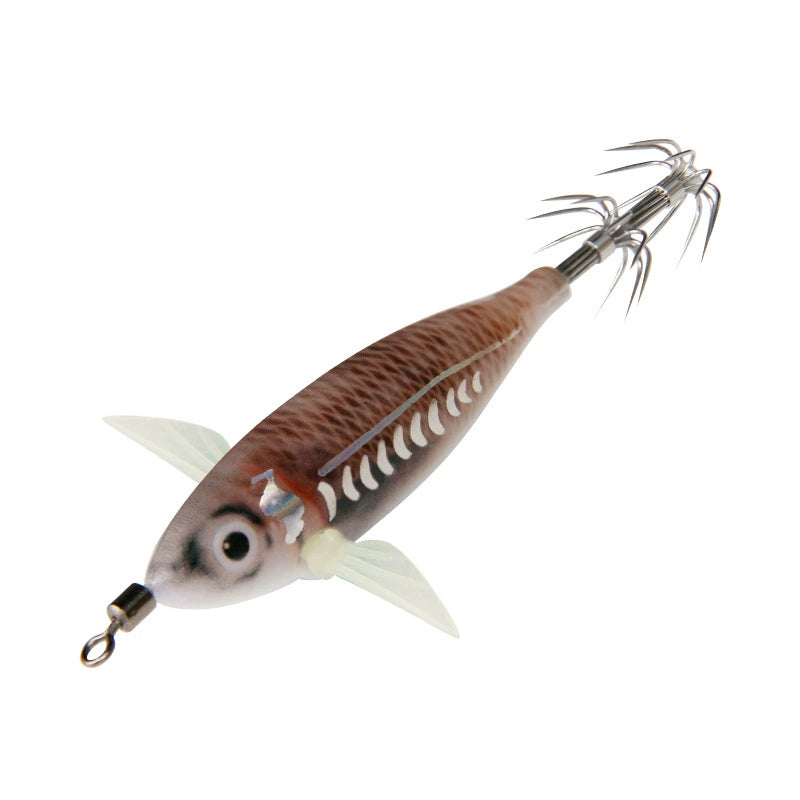 New Squid Hook #75mm/5.5g Rapid inkiSng Artificial Luminous Squid Jigging Bait Wood Shrimp Hooks for Saltwater Tackle Fishing Lure