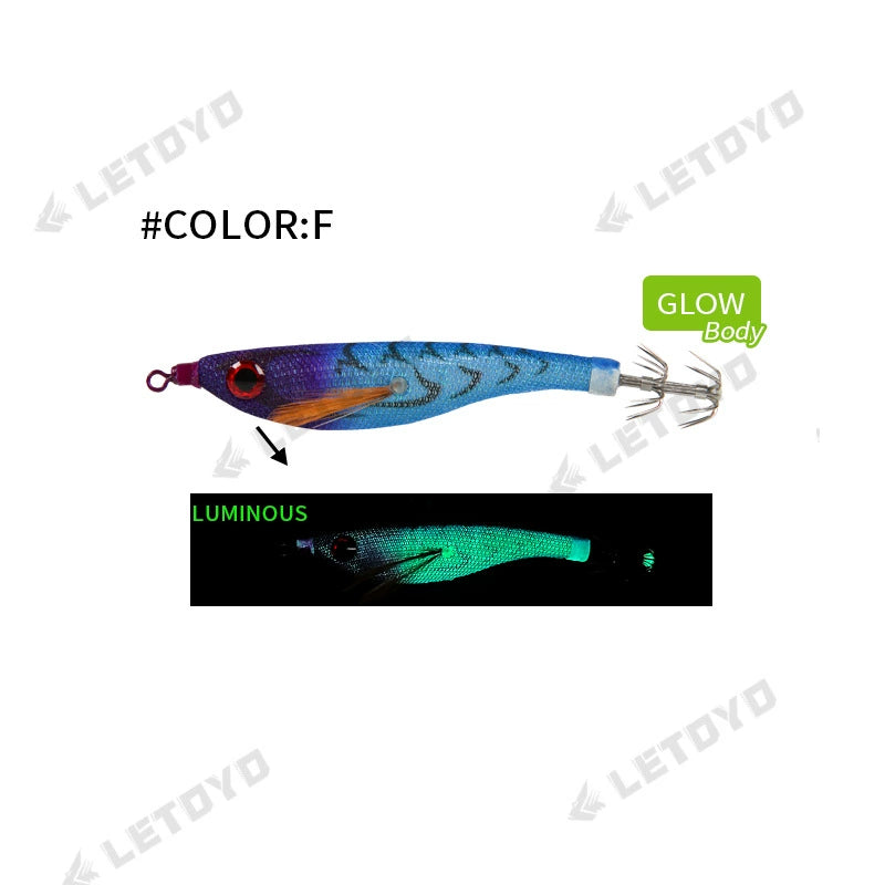 New Squid Hook #99mm/6.5g Rapid inkiSng Artificial Luminous Squid Jigging Bait Wood Shrimp Hooks for Saltwater Tackle Fishing Lure