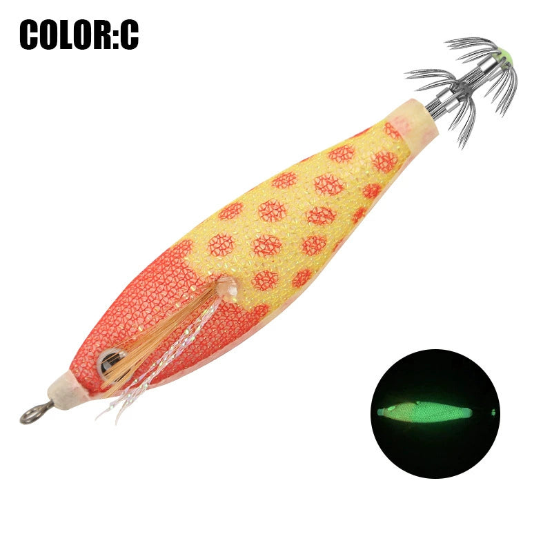 New Squid Hook #8cm/5.5g Rapid inkiSng Artificial Luminous Squid Jigging Bait Wood Shrimp Hooks for Saltwater Tackle Fishing Lure