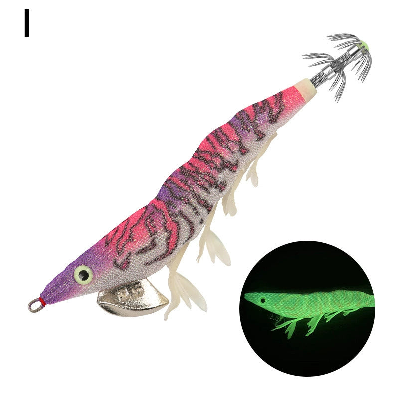 New Squid Hook #13/20g Rapid inkiSng Artificial Luminous Squid Jigging Bait Wood Shrimp Hooks for Saltwater Tackle Fishing Lure