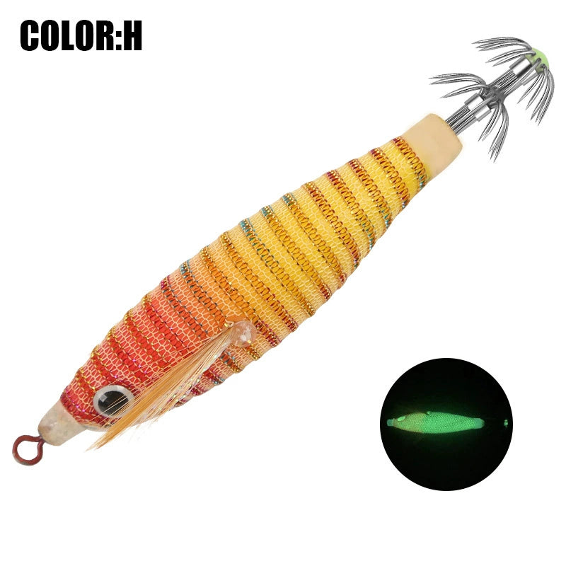 New Squid Hook #8cm/5.5g Rapid inkiSng Artificial Luminous Squid Jigging Bait Wood Shrimp Hooks for Saltwater Tackle Fishing Lure