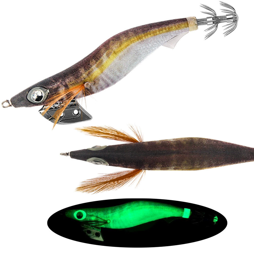 New Squid Hook #3.5s/20g Rapid inkiSng Artificial Luminous Squid Jigging Bait Wood Shrimp Hooks for Saltwater Tackle Fishing Lure