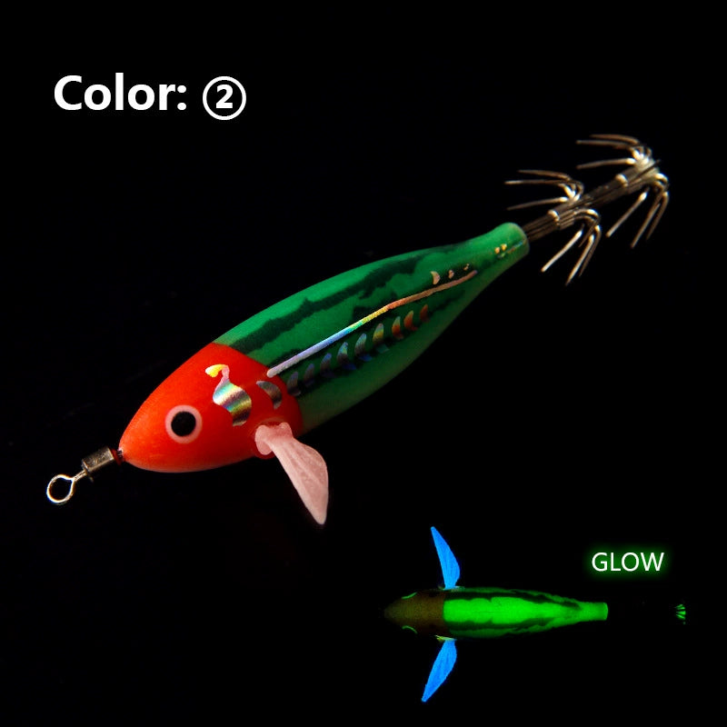 New Squid Hook #75mm/5.5g Rapid inkiSng Artificial Luminous Squid Jigging Bait Wood Shrimp Hooks for Saltwater Tackle Fishing Lure