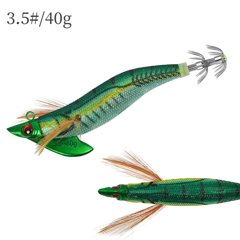 New Squid Hook 3.0/27g #3.5/40g Rapid inkiSng Artificial Luminous Squid Jigging Bait Wood Shrimp Hooks for Saltwater Tackle Fishing Lure