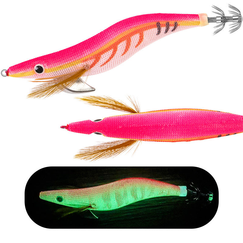 New Squid Hook #3.0/14.5g #3.5/19.5g Rapid inkiSng Artificial Luminous Squid Jigging Bait Wood Shrimp Hooks for Saltwater Tackle Fishing Lure