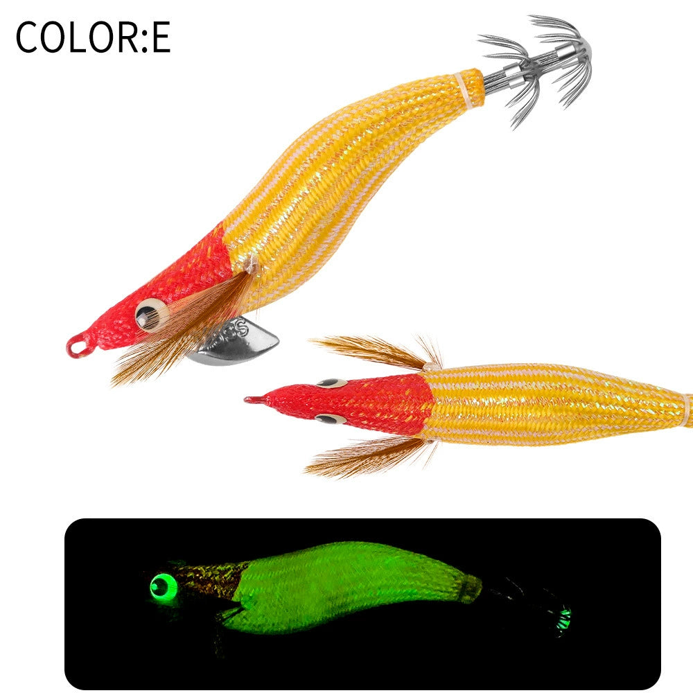 New Squid Hook #2.2/6.5g #2.5/9.5g Rapid inkiSng Artificial Luminous Squid Jigging Bait Wood Shrimp Hooks for Saltwater Tackle Fishing Lure