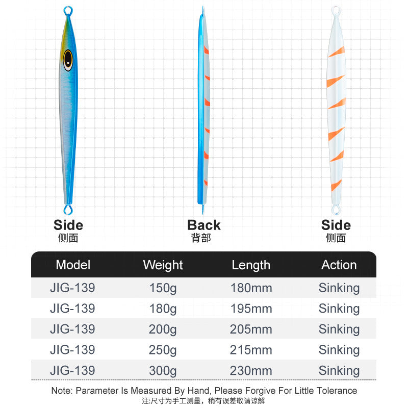 #55 Slow Pitch Jigs 150g 180g 200g 250g 300g 400g