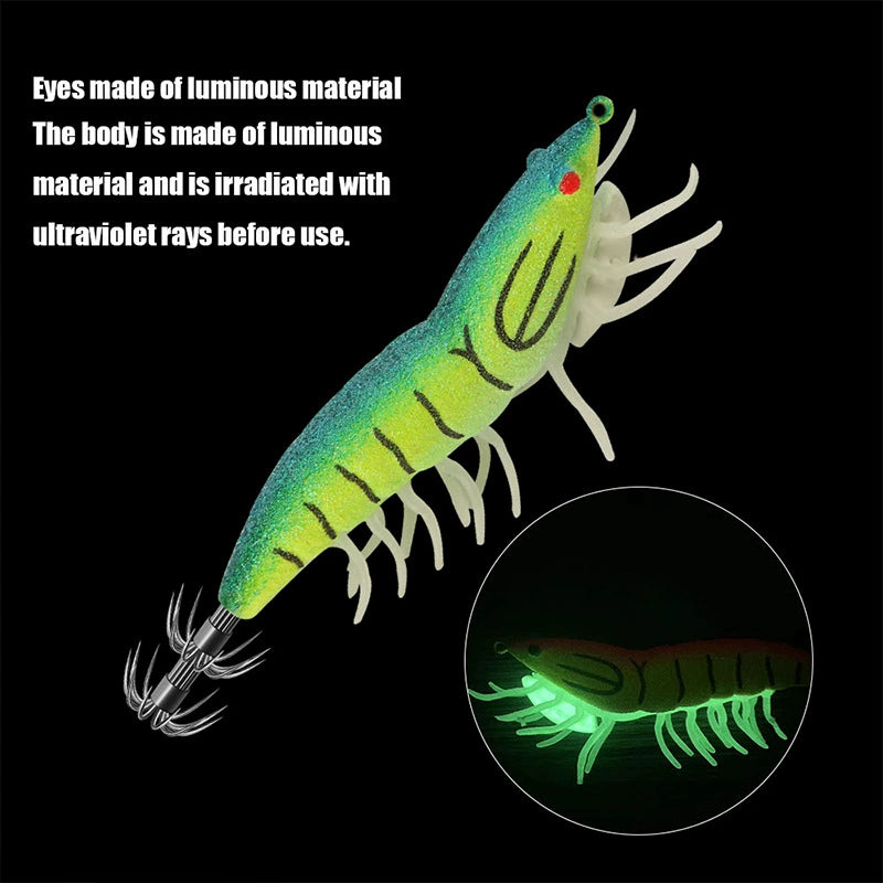 New Squid Hook #2.0/8g #3.0/12g #3.5/19.5g Rapid inkiSng Artificial Luminous Squid Jigging Bait Wood Shrimp Hooks for Saltwater Tackle Fishing Lure