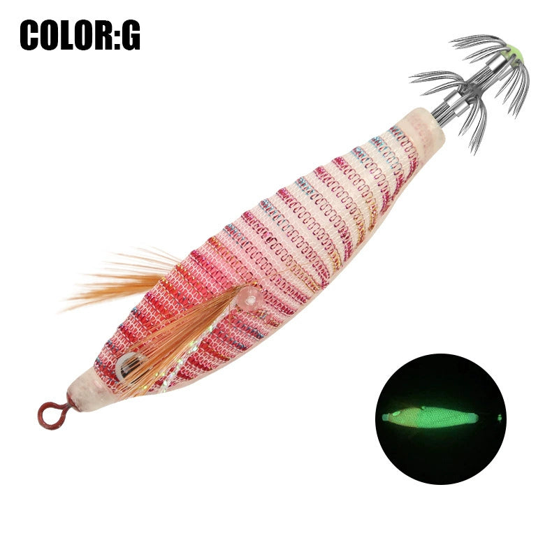 New Squid Hook #8cm/5.5g Rapid inkiSng Artificial Luminous Squid Jigging Bait Wood Shrimp Hooks for Saltwater Tackle Fishing Lure