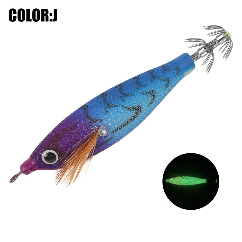 New Squid Hook #8cm/5.5g Rapid inkiSng Artificial Luminous Squid Jigging Bait Wood Shrimp Hooks for Saltwater Tackle Fishing Lure