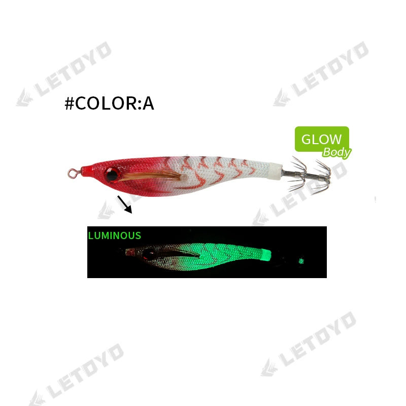 New Squid Hook #99mm/6.5g Rapid inkiSng Artificial Luminous Squid Jigging Bait Wood Shrimp Hooks for Saltwater Tackle Fishing Lure
