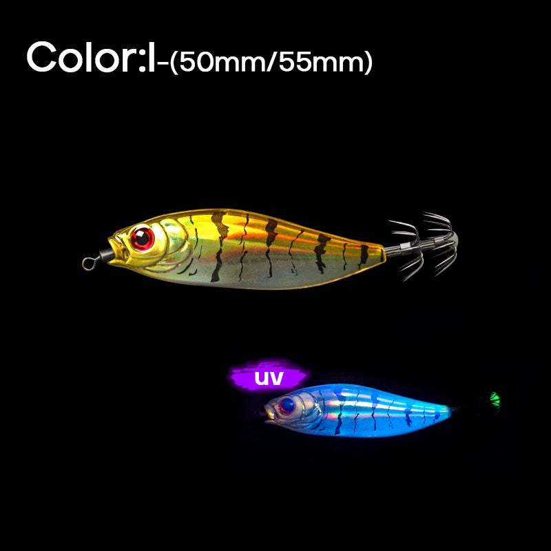New Squid Hook #50mm/4.0g #55mm/5.5g Rapid inkiSng Artificial Luminous Squid Jigging Bait Wood Shrimp Hooks for Saltwater Tackle Fishing Lure