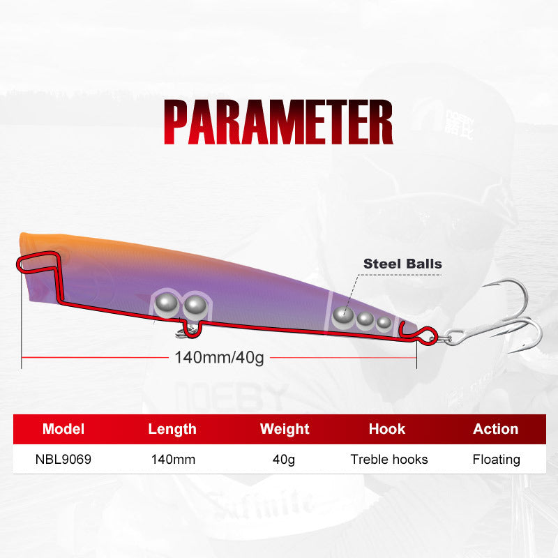 Saltwater plastic popper bait #7- 140mm/40g