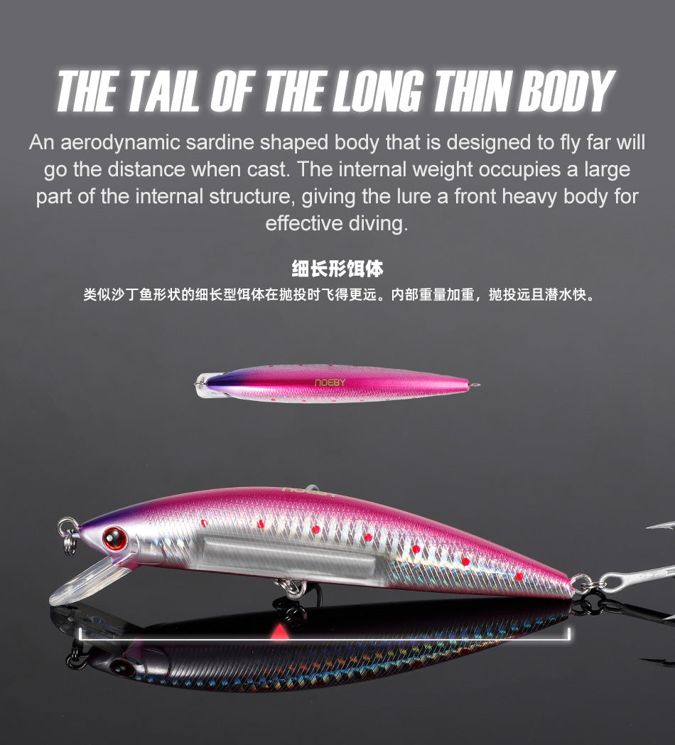 NOEBY Saltwater Pencil Bait/Stickbait/Minnow/Topwater/Popper Lure 120mm/44g