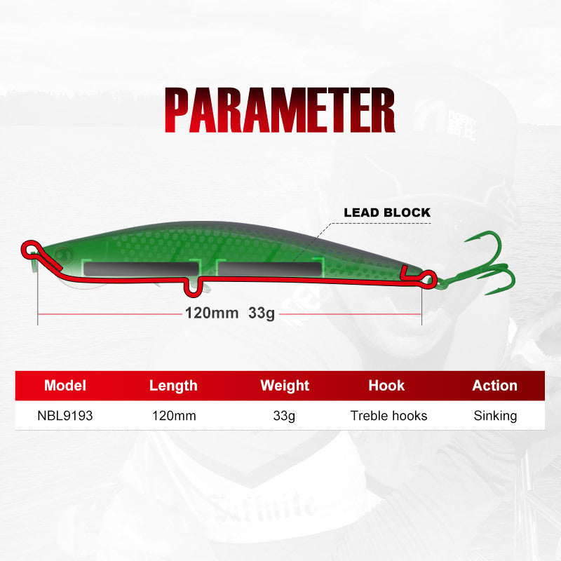 Saltwater plastic Pencil bait #39-120mm-33g