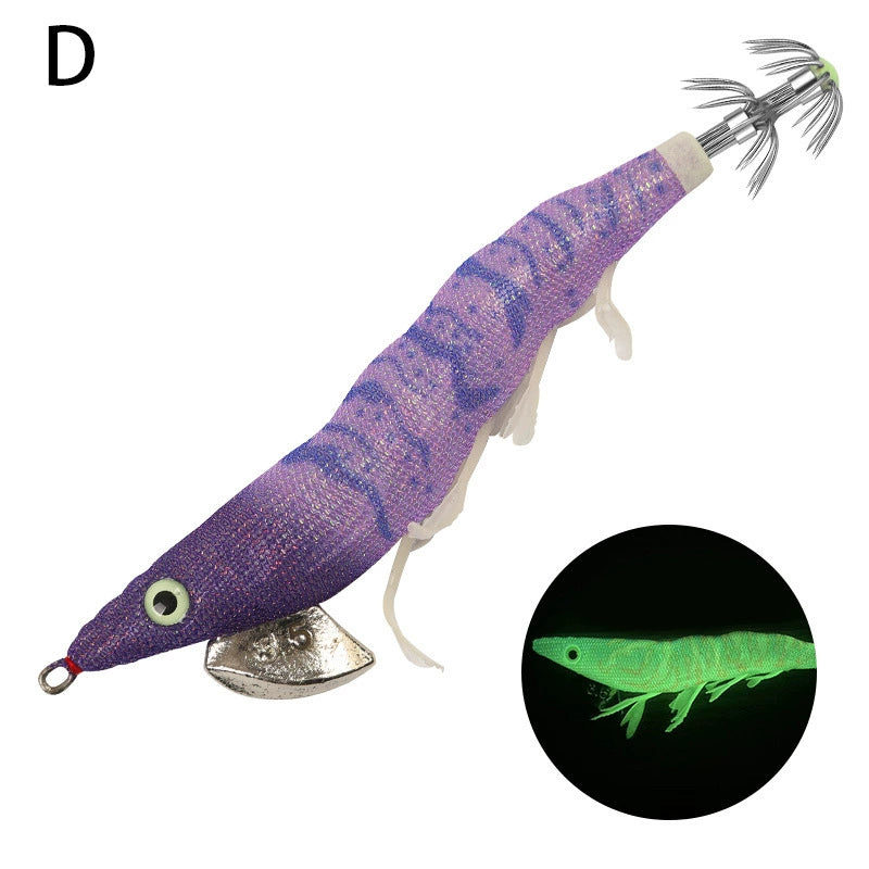 New Squid Hook #13/20g Rapid inkiSng Artificial Luminous Squid Jigging Bait Wood Shrimp Hooks for Saltwater Tackle Fishing Lure