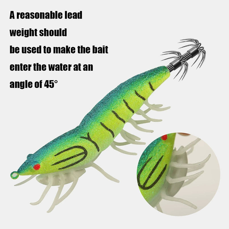 New Squid Hook #2.0/8g #3.0/12g #3.5/19.5g Rapid inkiSng Artificial Luminous Squid Jigging Bait Wood Shrimp Hooks for Saltwater Tackle Fishing Lure
