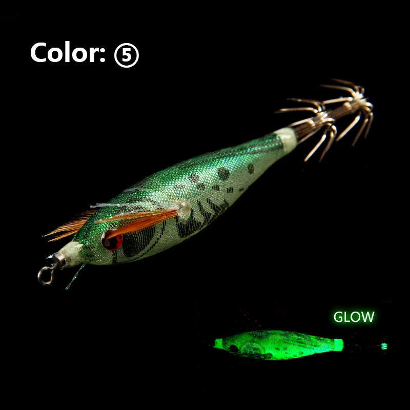 New Squid Hook #75mm/5.5g Rapid inkiSng Artificial Luminous Squid Jigging Bait Wood Shrimp Hooks for Saltwater Tackle Fishing Lure