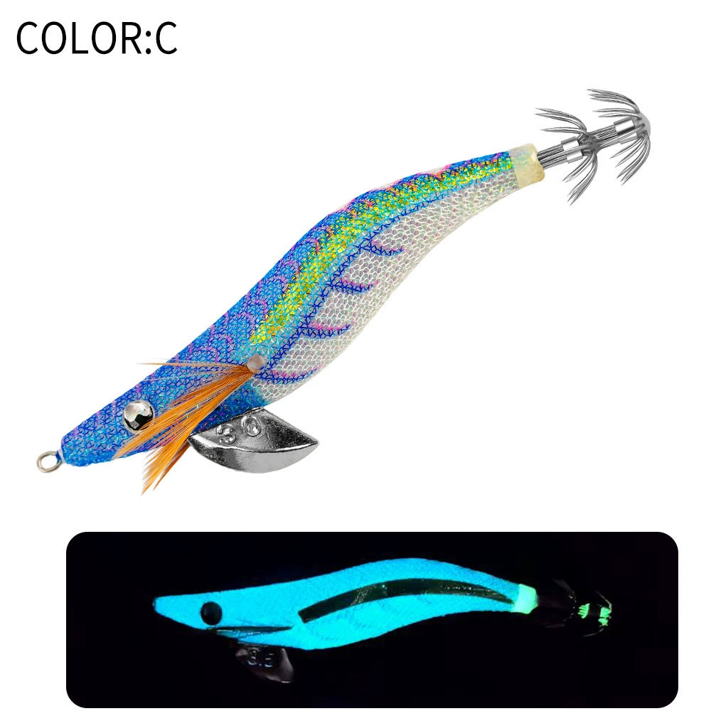 New Squid Hook #2.5/10g #3.0/15g #3.5/20g Rapid inkiSng Artificial Luminous Squid Jigging Bait Wood Shrimp Hooks for Saltwater Tackle Fishing Lure