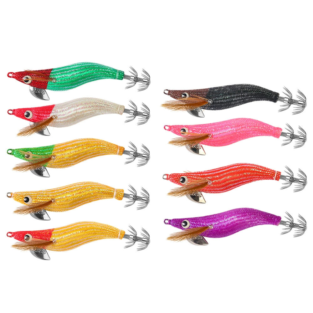 New Squid Hook #2.2/6.5g #2.5/9.5g Rapid inkiSng Artificial Luminous Squid Jigging Bait Wood Shrimp Hooks for Saltwater Tackle Fishing Lure