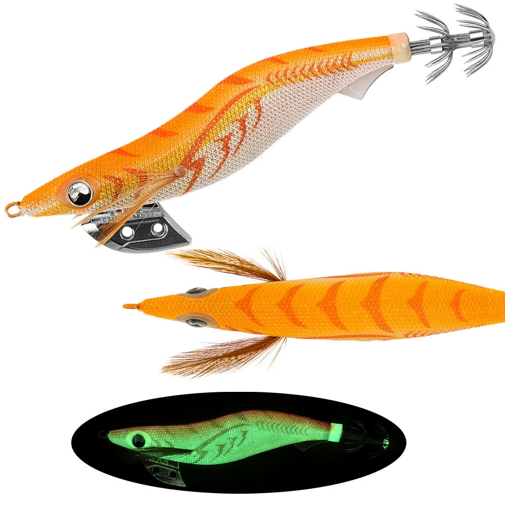 New Squid Hook #3.5s/20g Rapid inkiSng Artificial Luminous Squid Jigging Bait Wood Shrimp Hooks for Saltwater Tackle Fishing Lure