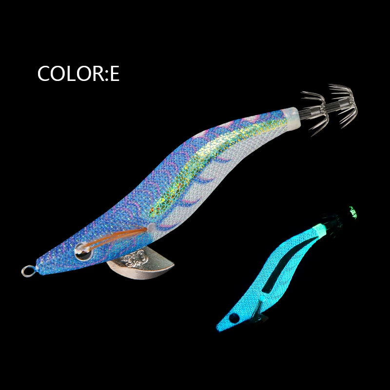 New Squid Hook #2.5/9.5g #3.0/15.5g #3.5/19.5g Rapid inkiSng Artificial Luminous Squid Jigging Bait Wood Shrimp Hooks for Saltwater Tackle Fishing Lure