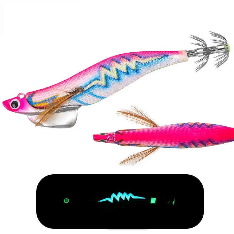 New Squid Hook #3.0/28g #3.5/40g Rapid inkiSng Artificial Luminous Squid Jigging Bait Wood Shrimp Hooks for Saltwater Tackle Fishing Lure