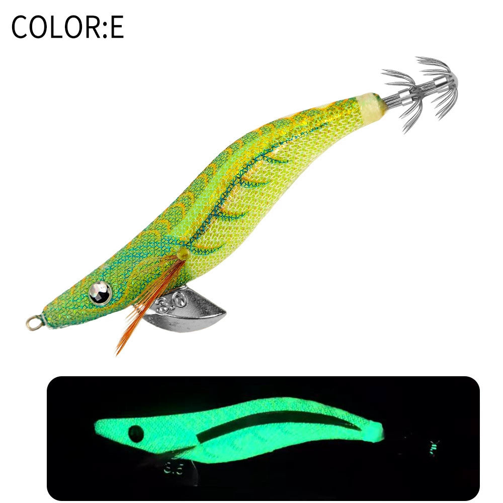 New Squid Hook #2.5/10g #3.0/15g #3.5/20g Rapid inkiSng Artificial Luminous Squid Jigging Bait Wood Shrimp Hooks for Saltwater Tackle Fishing Lure
