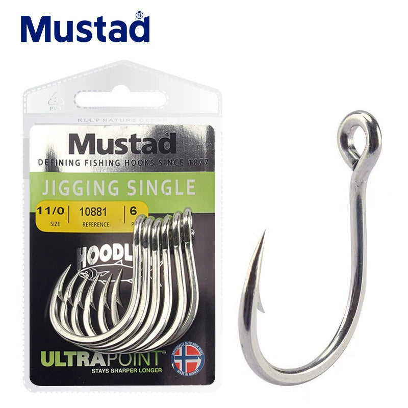 New High Quality Mustad Jigging Hook/Assist Hook for Saltwater Fishing Hooks #1/0 #3/0 #5/0 #7/0 #9/0 #11/0
