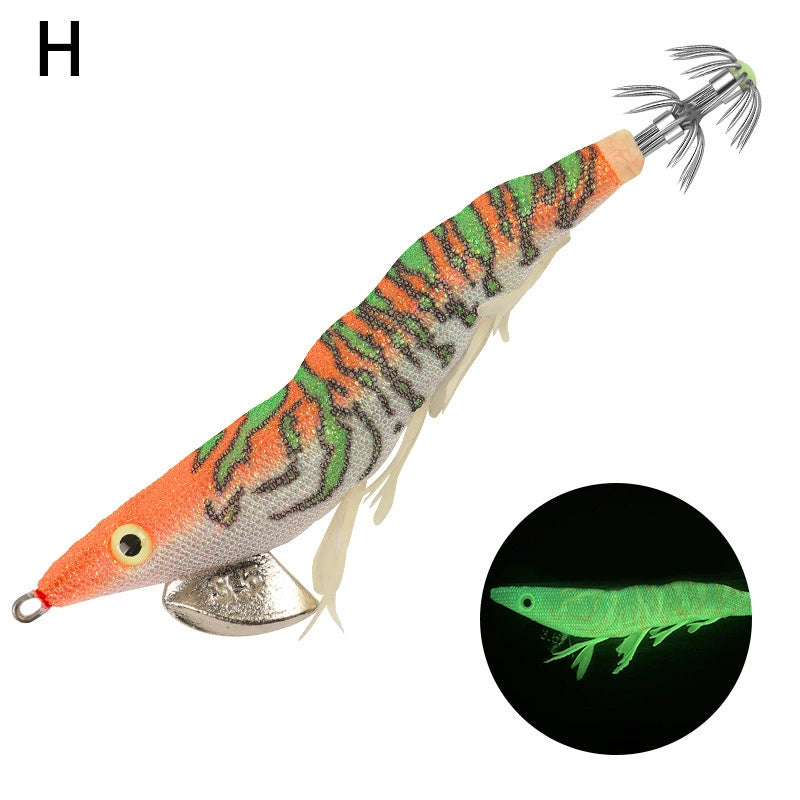 New Squid Hook #13/20g Rapid inkiSng Artificial Luminous Squid Jigging Bait Wood Shrimp Hooks for Saltwater Tackle Fishing Lure