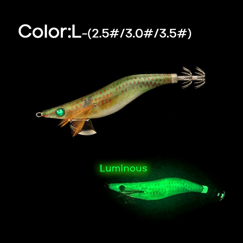 New Squid Hook #2.5/10 #3.0/16 #3.5/21 Rapid inkiSng Artificial Luminous Squid Jigging Bait Wood Shrimp Hooks for Saltwater Tackle Fishing Lure