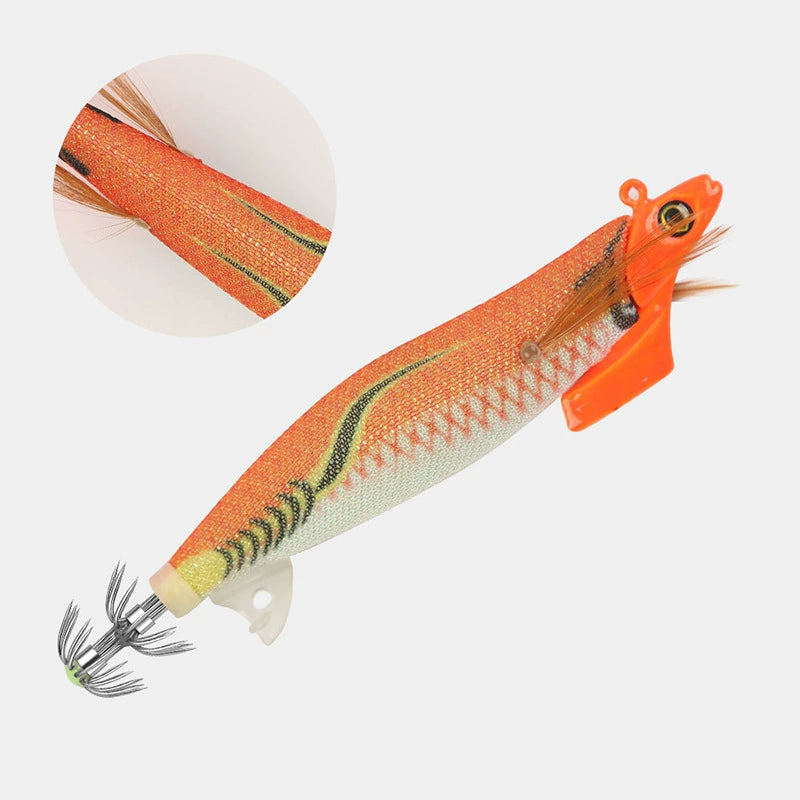 New Squid Hook #3.5/26g Rapid inkiSng Artificial Luminous Squid Jigging Bait Wood Shrimp Hooks for Saltwater Tackle Fishing Lure