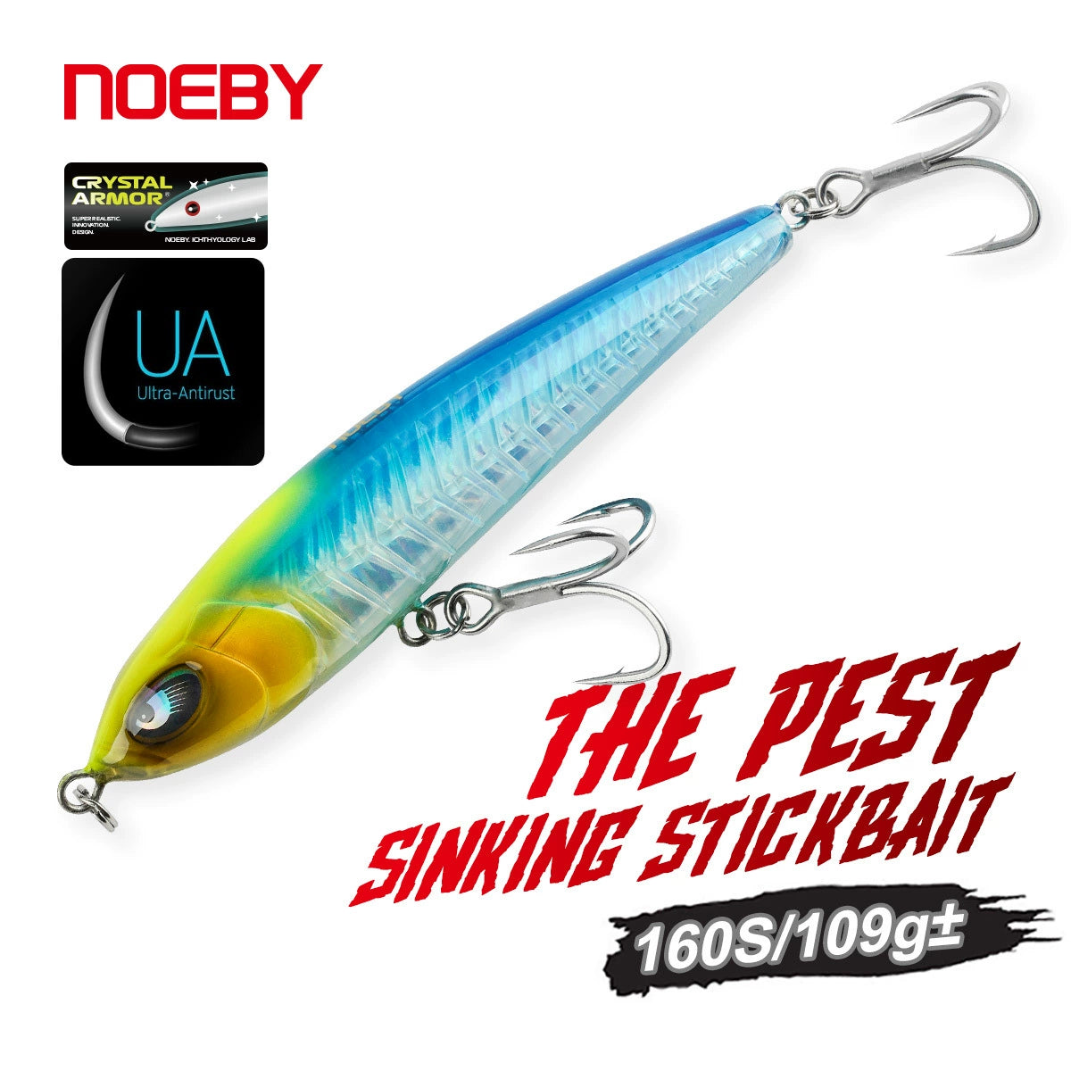 NOEBY Saltwater Pencil Bait/Stickbait/Minnow/Topwater Lure 160g/109mm