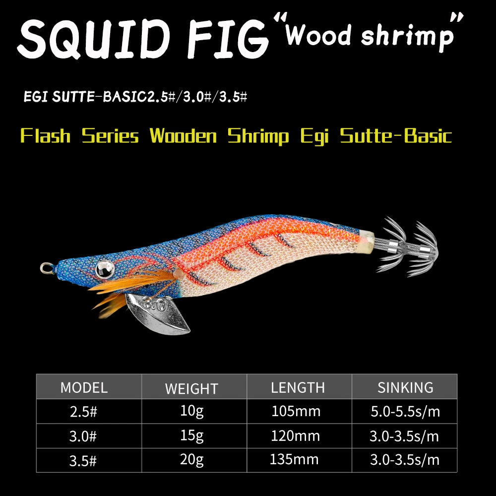 New Squid Hook #2.5/10g #3.0/15g #3.5/20g Rapid inkiSng Artificial Luminous Squid Jigging Bait Wood Shrimp Hooks for Saltwater Tackle Fishing Lure