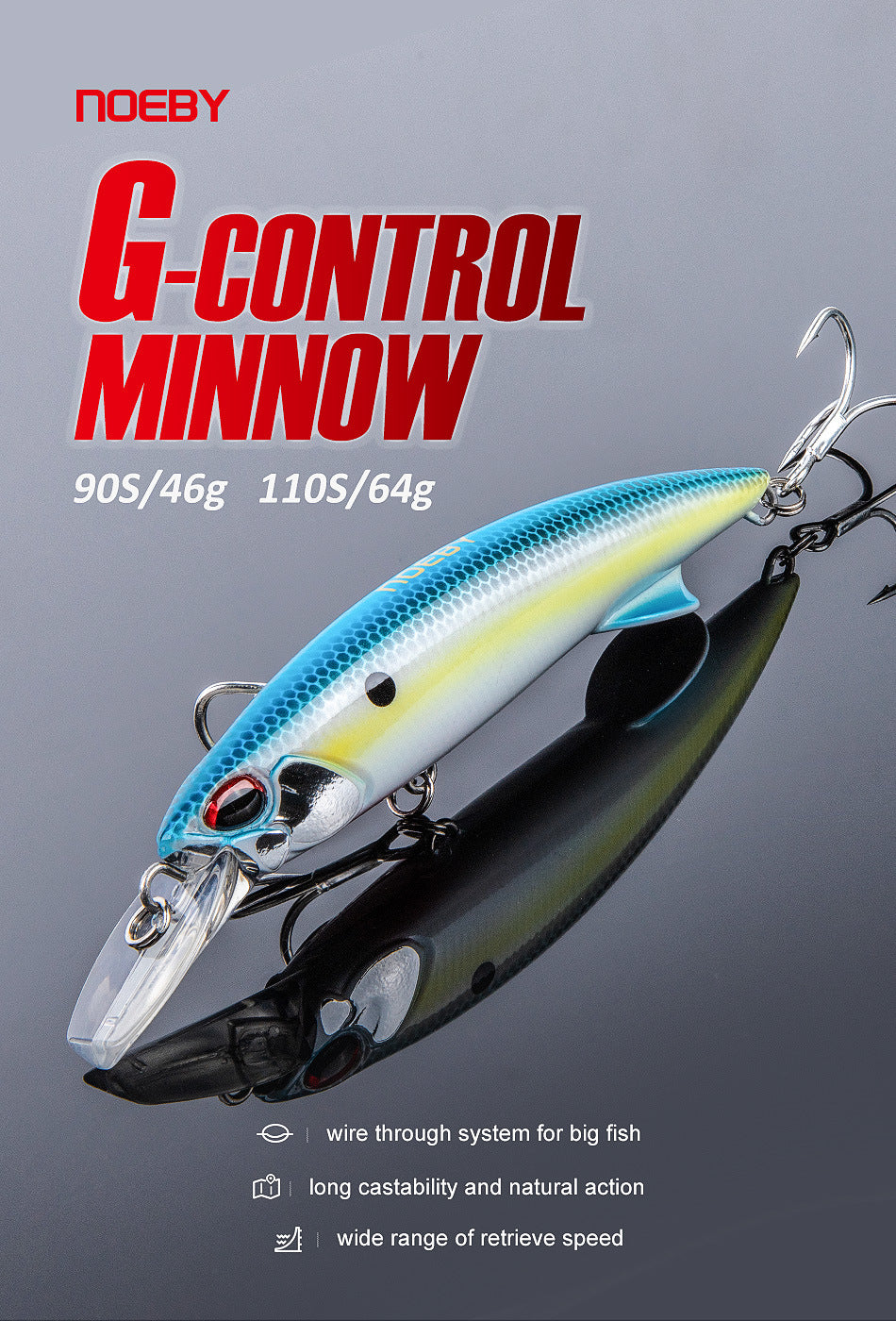 NOEBY Saltwater Pencil Bait/Stickbait/Minnow/Topwater/Popper Lure 110mm/64g