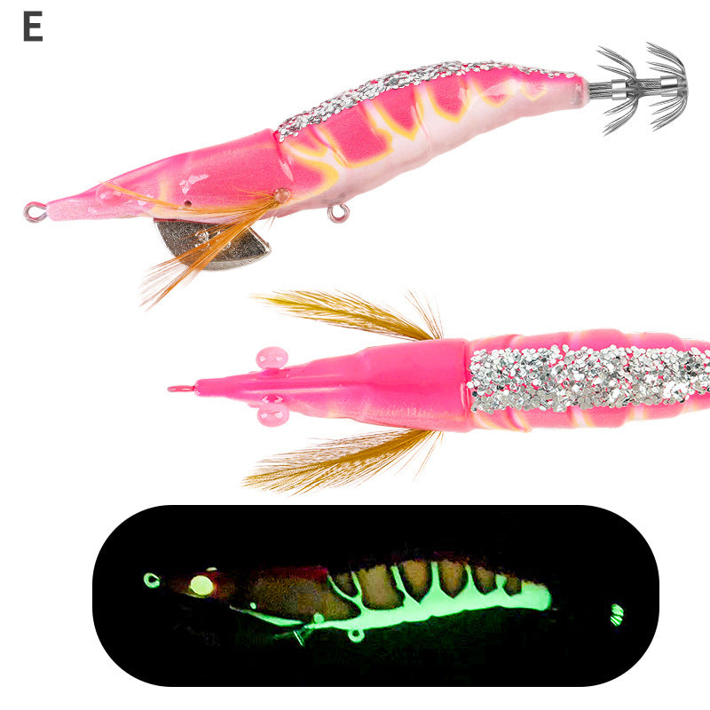 New Squid Hook #3.0/11g Rapid inkiSng Artificial Luminous Squid Jigging Bait Wood Shrimp Hooks for Saltwater Tackle Fishing Lure