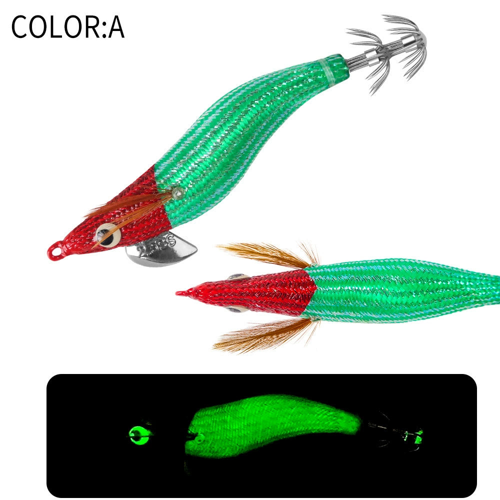 New Squid Hook #2.2/6.5g #2.5/9.5g Rapid inkiSng Artificial Luminous Squid Jigging Bait Wood Shrimp Hooks for Saltwater Tackle Fishing Lure